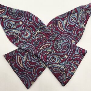 Cremieux bow tie men's magenta paisley 100%silk self formal prom wedding new$35